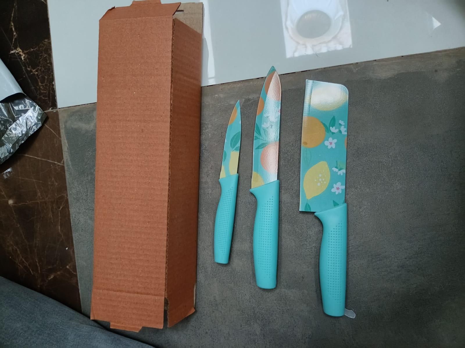 ChefMate 3-Piece Floral Design Stainless Steel Professional Kitchen Knife Set