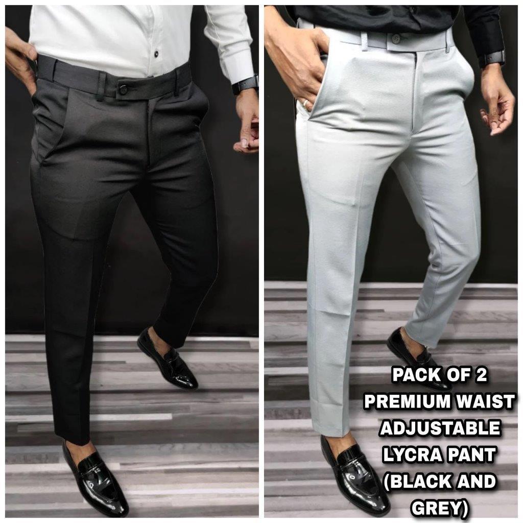 FlexForm Men’s Slim Fit Formal Trousers – Lycra Blend (Pack of 2)