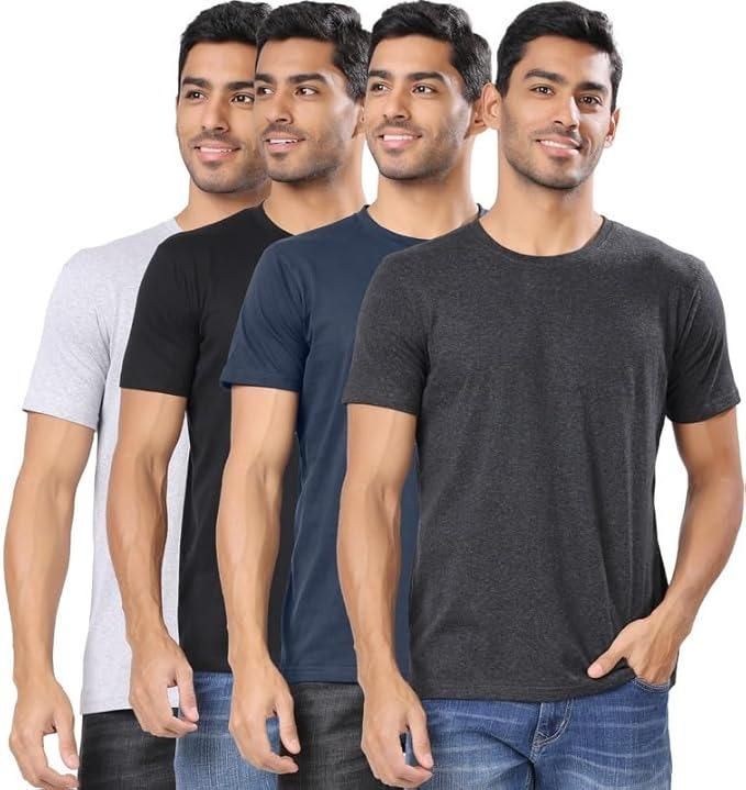 EverydayComfort Men’s Polycotton Round Neck T-Shirt Pack (Set of 4)