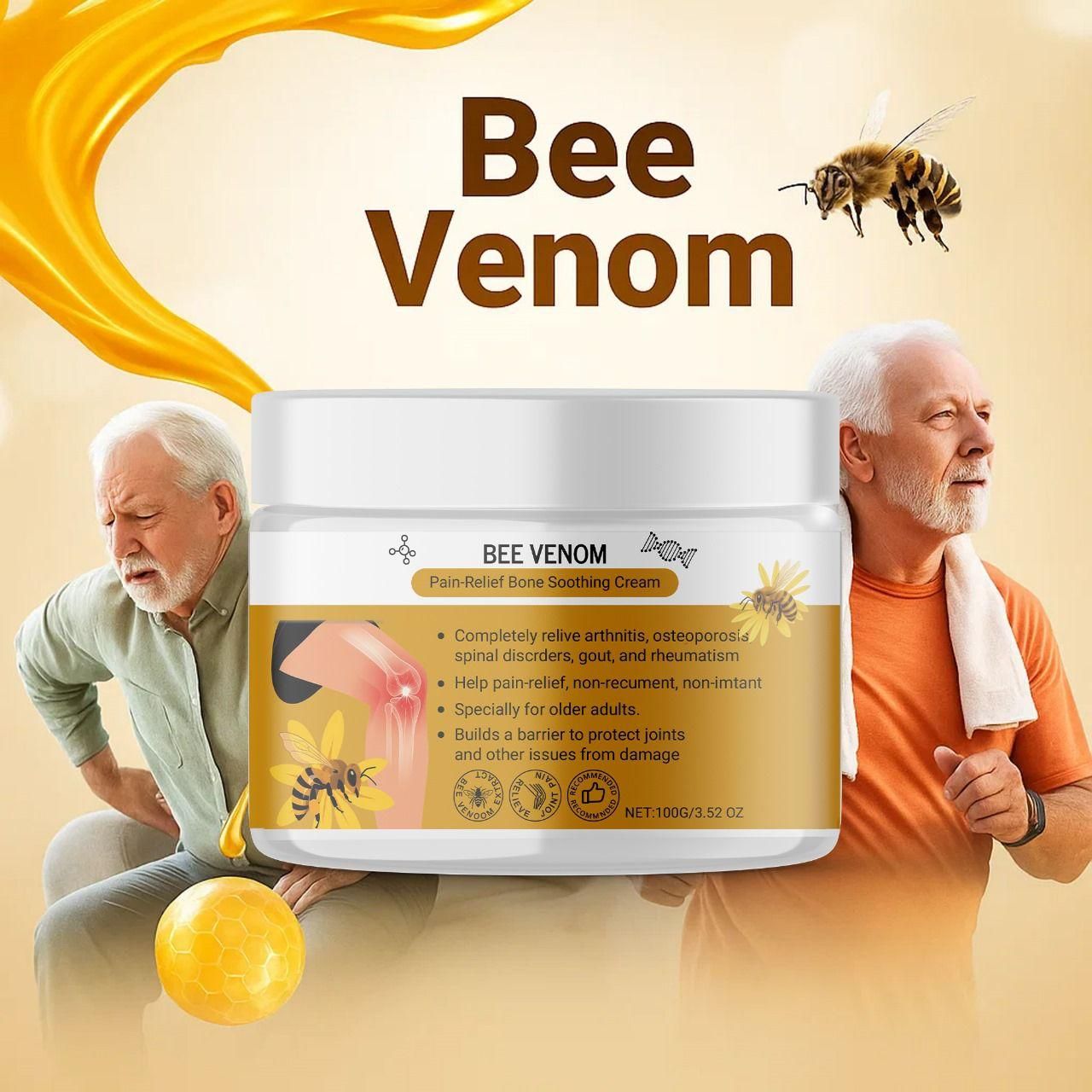 BeeVenom Pain Relief Cream – Bone & Muscle Soothing Pack of 2 (100g Each)