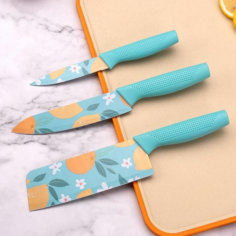 ChefMate 3-Piece Floral Design Stainless Steel Professional Kitchen Knife Set