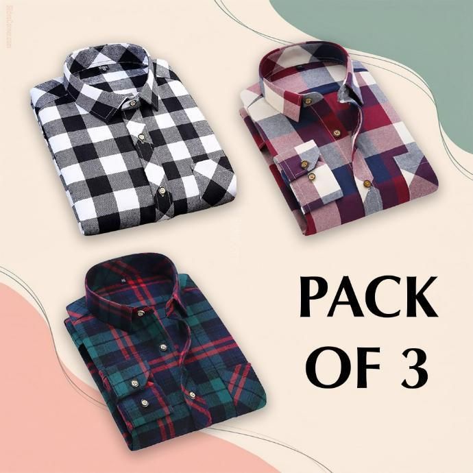 UrbanChecks Men’s Casual Checkered Shirts – Pack of 3