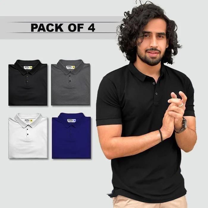 Everyday Elite Men’s Poly Matte Polo T-Shirt Pack (Set of 4)