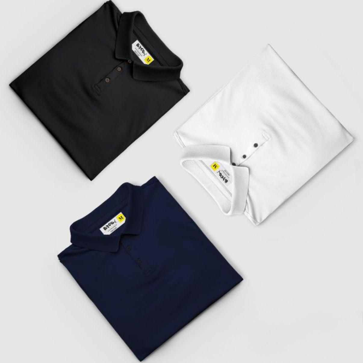 SmartWear Men’s Poly Cotton Polo T-Shirt Pack (Set of 3)